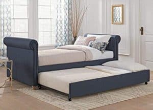 DHP Sophia Upholstered Daybed and Trundle, Classic Design, Twin Size, Blue