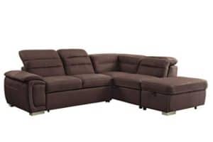 Homelegance Platina 103 Sectional Sofa with Pull Out Bed and Ottoman, Chocolate Fabric
