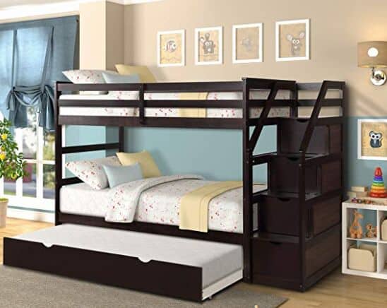 Harper&Bright Designs Twin-Over-Twin Trundle Bunk Bed with Storage Drawers