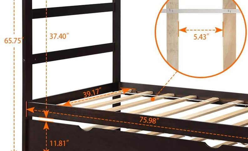 Size of the Trundle Bunk Bed with Storage Drawers