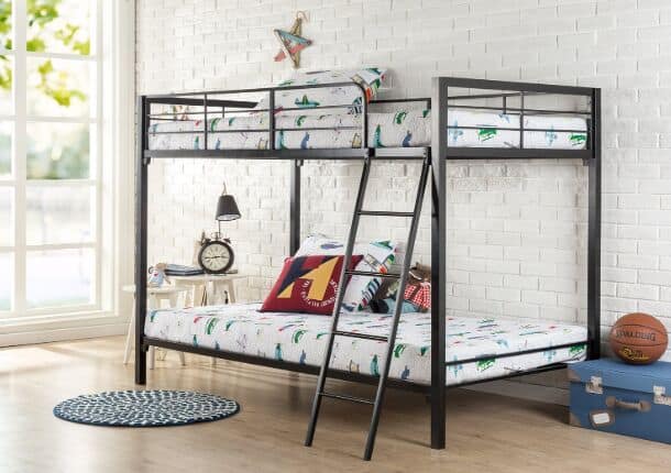 Zinus Patti Easy Assembly Quick Lock Twin over Twin Metal Bunk Beds