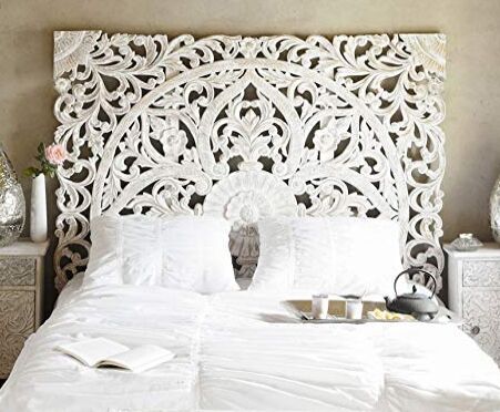 Balinese Hand Carved Artwork King Size Bed Headboard