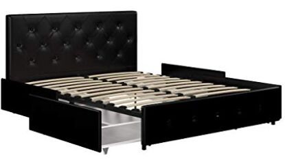 Black wooden bed frame