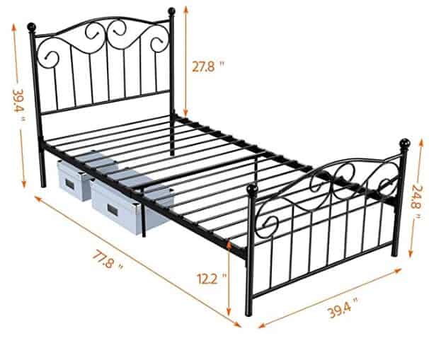 Standard black bed frame