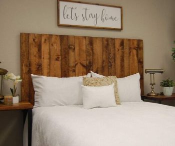 Honey Headboard King Size Stain, Hanger Style, Handcrafted. Mounts on Wall. Easy Installation