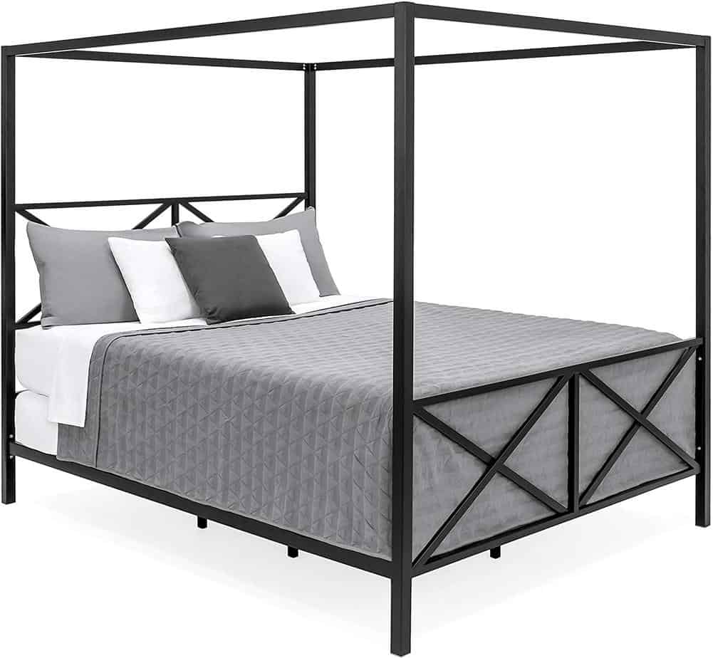 Best Choice Products Modern 4-Post Queen-Sized Canopy Bedframe, Black
