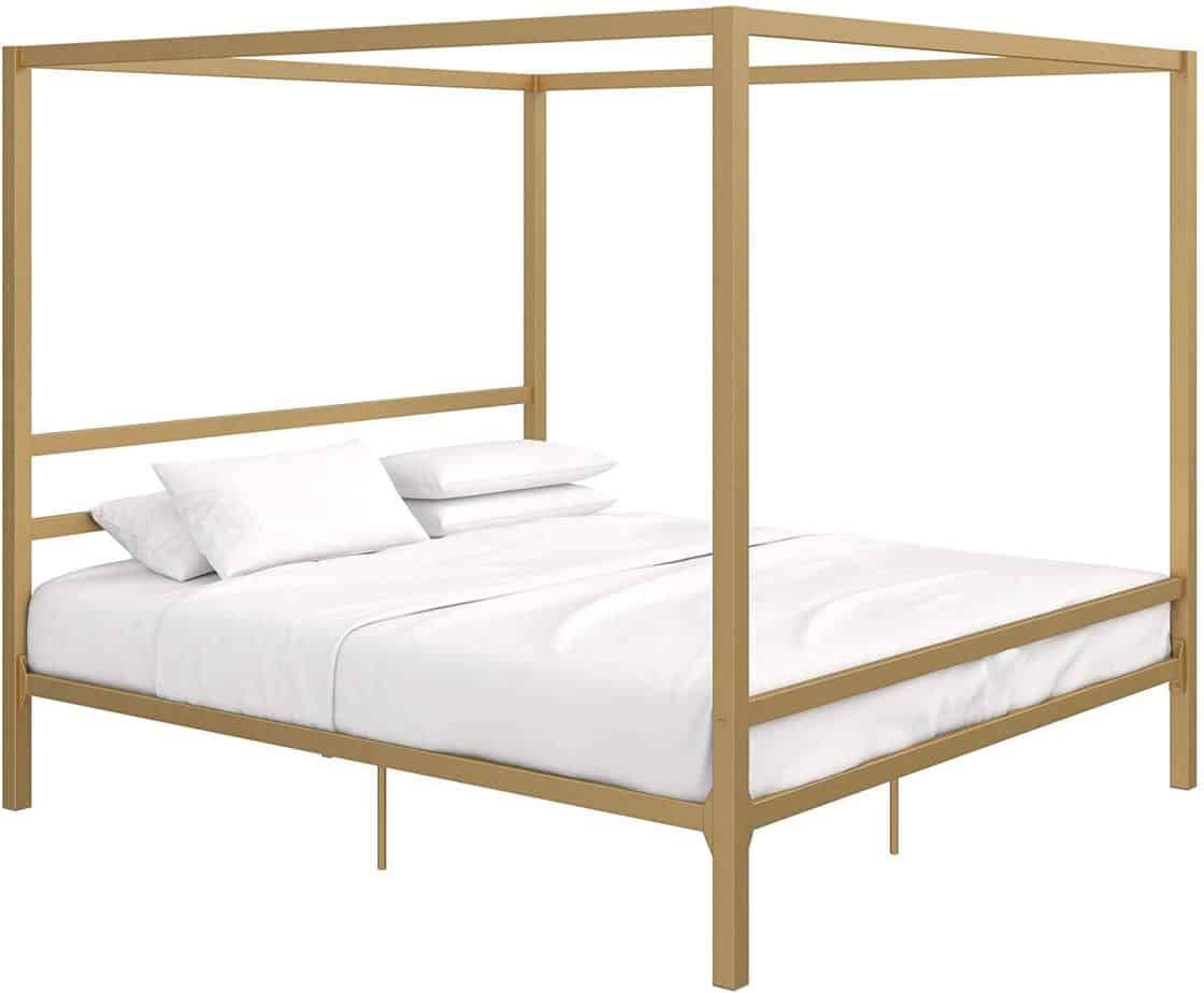 DHP Modern Canopy Metal Bed, Gold, King