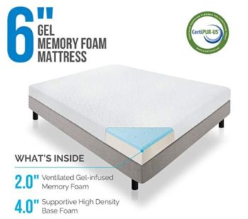 LUCID 6 Inch Memory Foam Mattress - Dual-Layered - CertiPUR-US Certified - Firm Feel - Twin Size