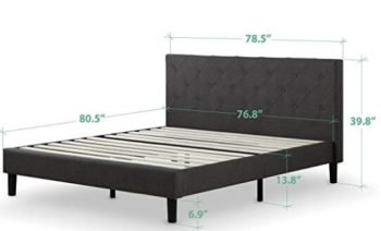Length, width, and height of king size bed frame with headboard