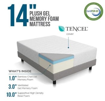 Ventilated Gel Memory Foam + Bamboo Charcoal Infused Memory Foam - CertiPUR-US Certified - 10-Year Warranty - King