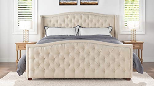 Tufted Wingback King Sleigh Bed