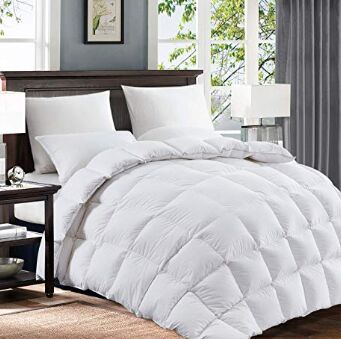 All Season Duvet Insert, White Solid, 750+ Fill Power , 36 oz Fill Weight, 1200 Thread Count, 100% Cotton Shell with 8 Tabs, Hypo-allergenic ( Twin,White )