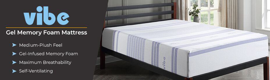 vibe mattress - medium plush, gel infused memry foam, breathability, self ventilating