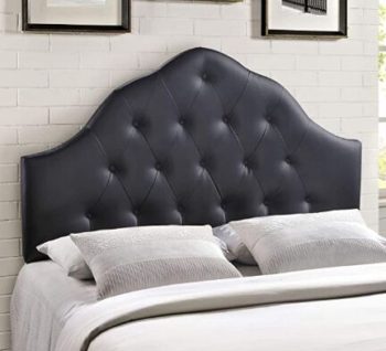 Modway Sovereign Tufted Button Faux Leather Upholstered Queen Headboard in Black