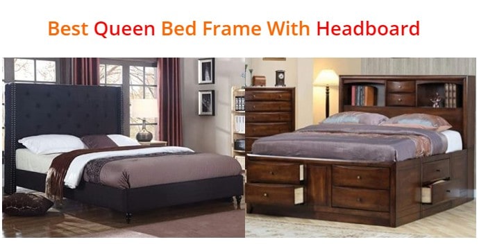 Best Queen Bed Frame With Headboard, Hillary Queen Bookcase Bed With Underbed Storage Drawers Warm Brown
