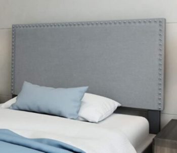 LAGRIMA Linen Fabric Upholstered Twin Size Headboard in Grey/with Nailhead Trim/Adjustable Height from 40'' to 51'',Twin