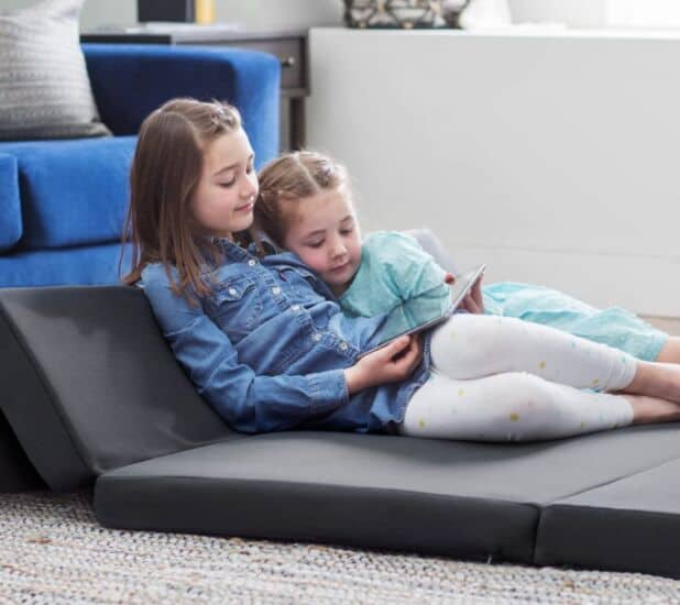 LUCID 3 Inch Folding Sofa - Foam Tri-Fold Play Mat with Washable Cover and Carry Handles