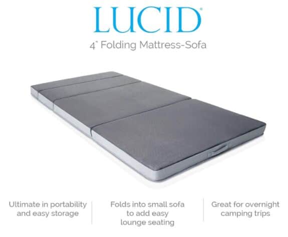 LUCID 4 Inch Folding Sofa and Play Mat - Comfortable and Durable Foam - Washable Cover