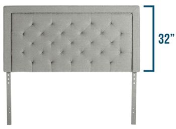 LUCID Bordered Upholstered Headboard with Diamond Tufting, Twin/Twin XL, Stone
