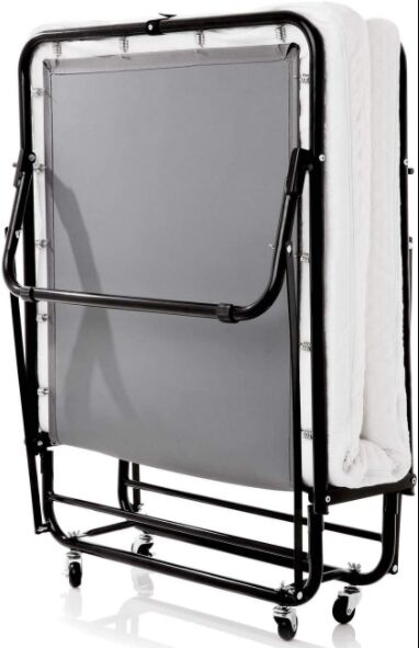 LUCID Rollaway Folding Guest Bed with 4 Inch Memory Foam Mattress - Rolling Cot - Easy Storage