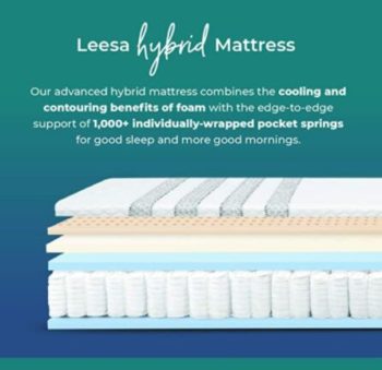 Leesa Hybrid mattress combines premium foam layers with individually-wrapped pocket springs for superior edge to edge support.