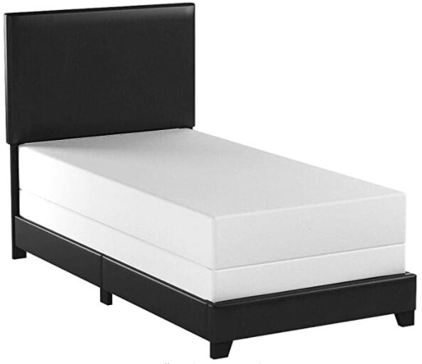 Crown Mark Erin Upholstered Panel Bed in Black, Twin