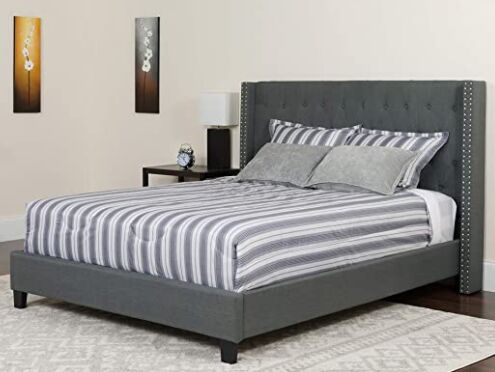 Flash Furniture Riverdale Full Size Tufted Upholstered Platform Bed in Dark Gray Fabric