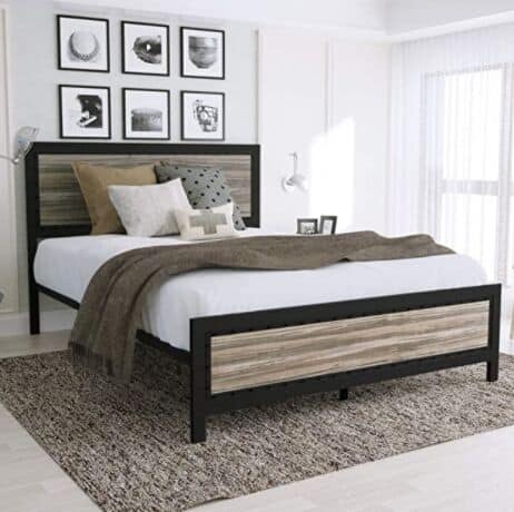 SHA CERLIN Full Size Bed Frame with Headboard, Platform Bed Metal Bed Frame, Strong Slat Support, No Box Spring Needed, Black