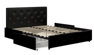 DHP Faux Leather Platform Bed with Storage Drawers