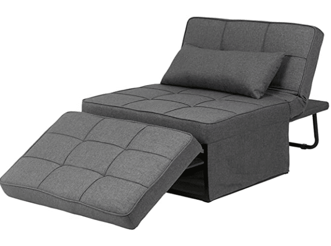 4 in 1 Multi-Function Adjustable Ottoman Sofa Bed Bench Guest Sofa Chair Convertible Sofa for Living Room (Dark Grey)