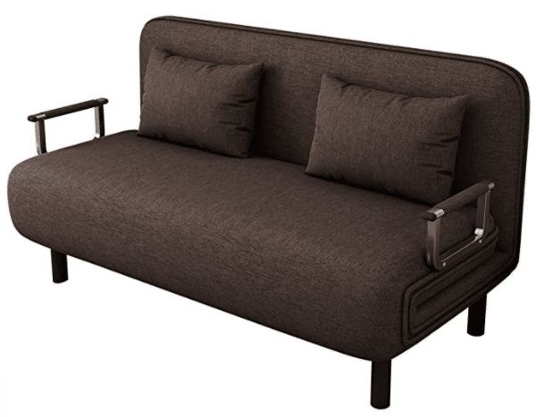Convertible Couch Bed Chair, Full Padded Sleeper Bed Chair Lounger Souch Bed with Pillow 5 Position (Coffee Plus)
