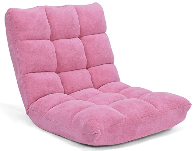 Giantex 14-Position Floor Folding Gaming Sofa Chair Lounger Folding Adjustable Sleeper Bed Couch Recliner (Pink)