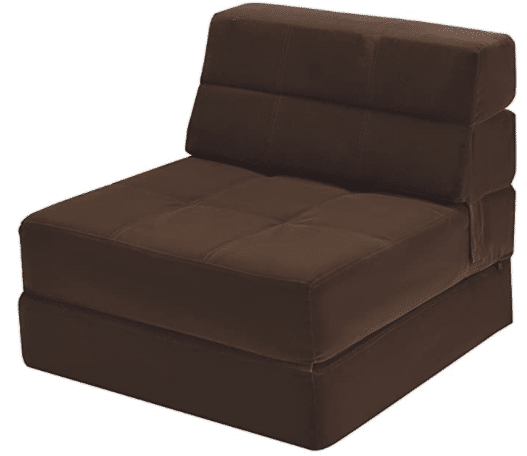 Foam Folding Modern Futon Chaise Lounge Convertible Upholstered Memory Foam Padded Cushion Guest Sleeper Chair (Brown)