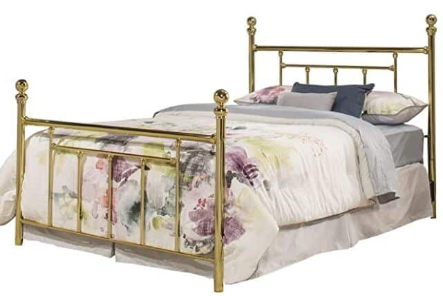 Hillsdale Furniture Chelsea Bed Set with bed frame, Queen, Classic Brass