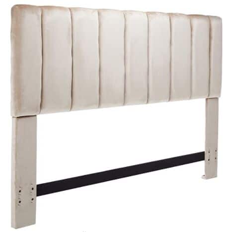 Iconic Home Uriella Headboard Velvet Upholstered Vertical Striped Modern Transitional, King, Taupe