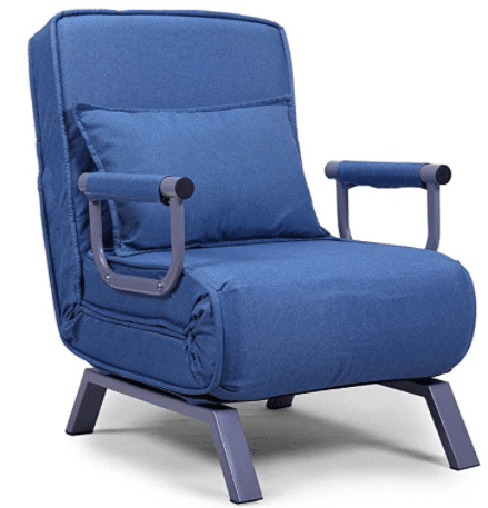 Leisure Recliner Lounge Couch with Pillow and 5 Position Adjustable Backrest for Home Office, Blue
