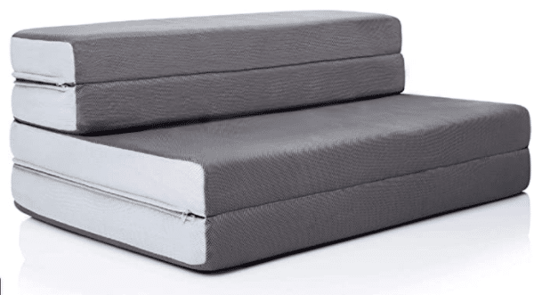 LUCID 4 Inch Folding Sofa and Play Mat - Comfortable and Durable Foam - Washable Cover - Queen
