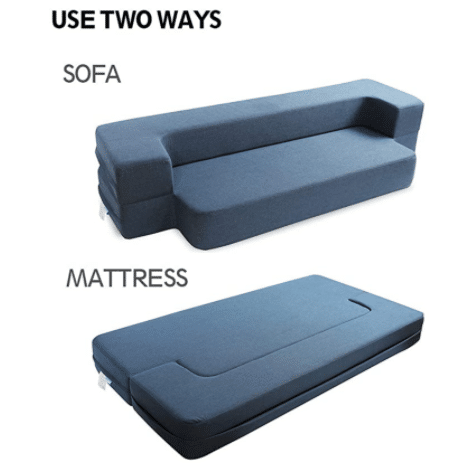 MAXDIVANI Folding Bed Couch, Folding Foam Sofa Bed Memory Foam Mattress Convertible Sofa,Floor Couch Sleeper Sofa Foam Queen