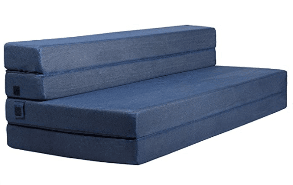 Milliard Tri-Fold Foam Folding Mattress and Sofa Bed for Guests - Queen 78x58x4.5 Inch (Blue)
