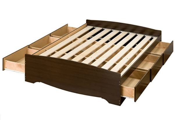 Prepac Mate's Platform Storage Bed with 6 Drawers, Queen, Espresso
