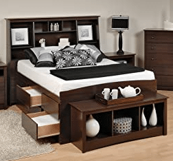 Prepac bed without headboard with storage
