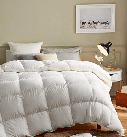 Ultra-Soft Egyptian Cotton, 750 Fill Power 47 Oz Quilted Fluffy Medium Warmth Duvet Insert (Full/Queen, Solid White)