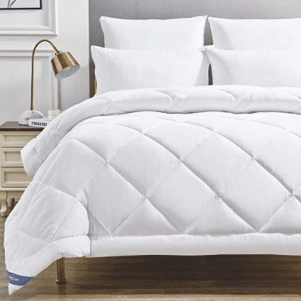 Lightweight Down Alternative All Season Bed Comforter Quilted Duvet Insert with 300GSM Plush Microfiber Fill Corner Tabs and Machine Washable