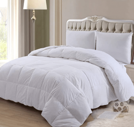 Goose Duck Down and Feather Filling - 100% Cotton Cover - Warmth All Season Duvet Insert - Machine Washable Stand Alone Bed Comforter with Tabs Twin 68×90 Inch