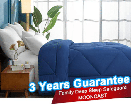 MOONCAST All Season Queen Comforter—Soft Quilted Down Alternative Duvet Insert—Machine Washable Bedding Fluffy Hypoallergenic—Hotel Collection Blue Comforter